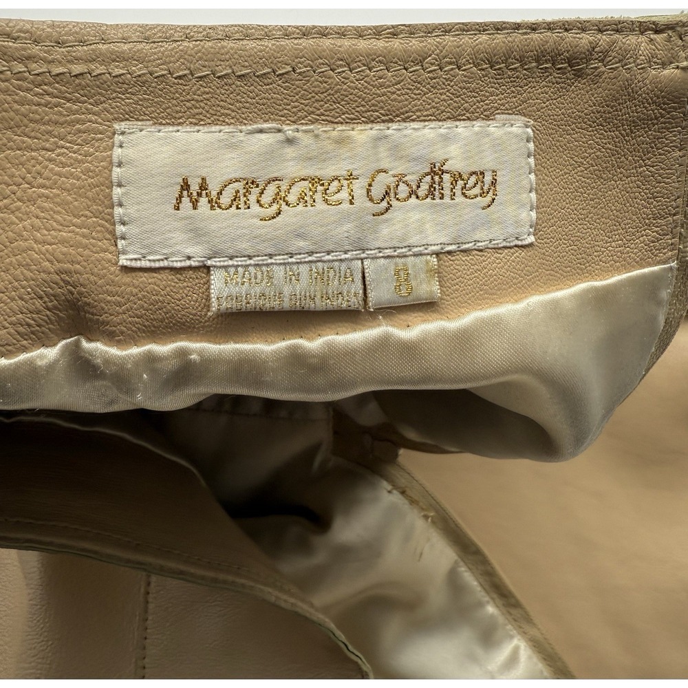 Margaret Godfrey Beige Leather Skirt Sz 8 - Picture 4 of 9